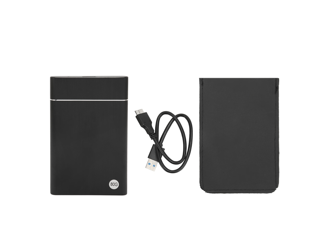 Disco Duro Externo Portátil Ultra Delgado 2.5 Pulgadas Usb 3.0 Hasta 5gbps Para Pc Portátil Negro 80gb