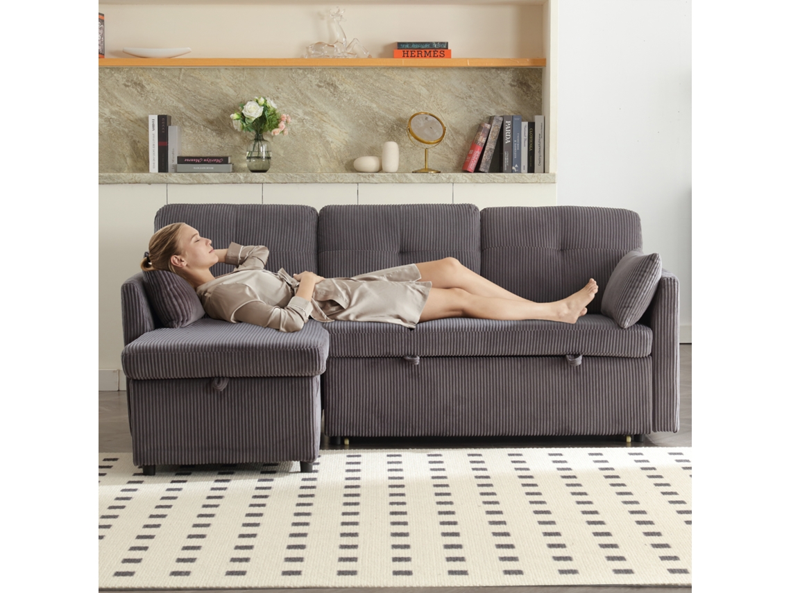 Sofá Cama Multifuncional Con Almacenamiento, Chaise Longue, Intercambiable, Modular, L