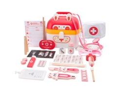 Juego de médico de madera para niños con botiquín. Mdug (caja de conejos)