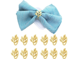 Juego De 12 Servilleteros, Accesorio De Metal Natural, Diseño De Pan De Oro.