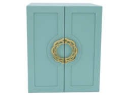 Caja De Joyería De Cuero Estilo Europeo Con Dos Puertas Para Collares, Pendientes, Relojes Y Pulseras - Verde