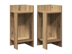 Juego de 2 mesas auxiliares con estante, roble artesanal, MAISON EXCLUSIVE (110x50x103 cm)