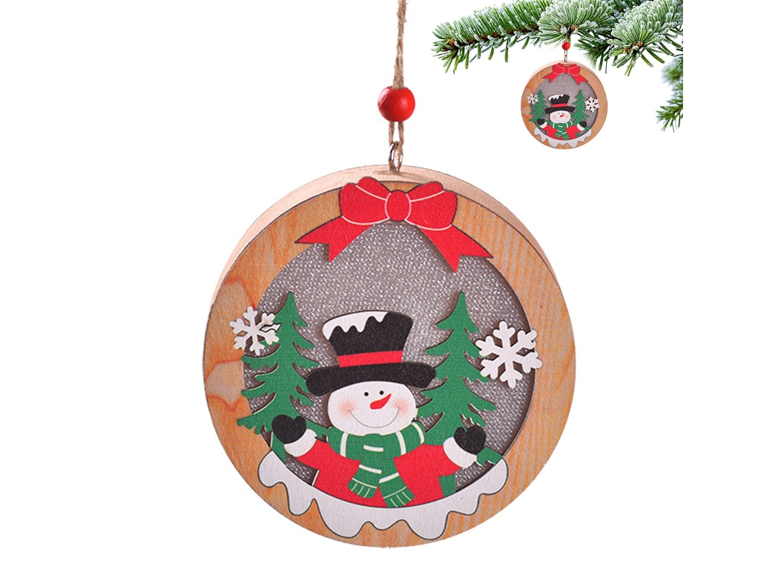 Adornos luminosos de madera para árbol de Navidad con Papá Noel NEVEANCE
