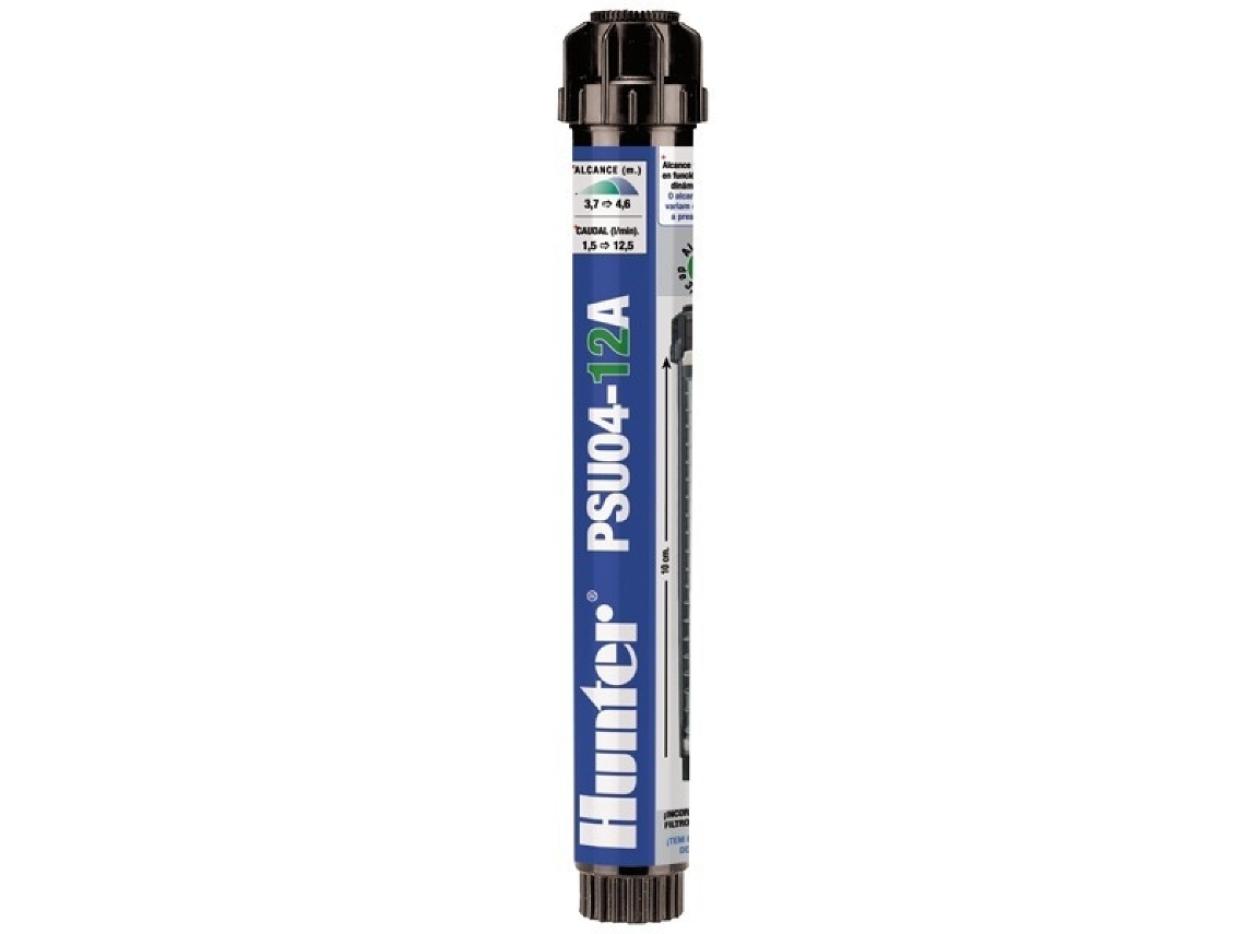 Difusor HUNTER PSU-04-12A. Alcance 3,70 mts Altura total:18,4 cm
Altura de emergencia: 10cm
Diámetro expuesto:3 cm
Conexión:½ hembra
Alcance: