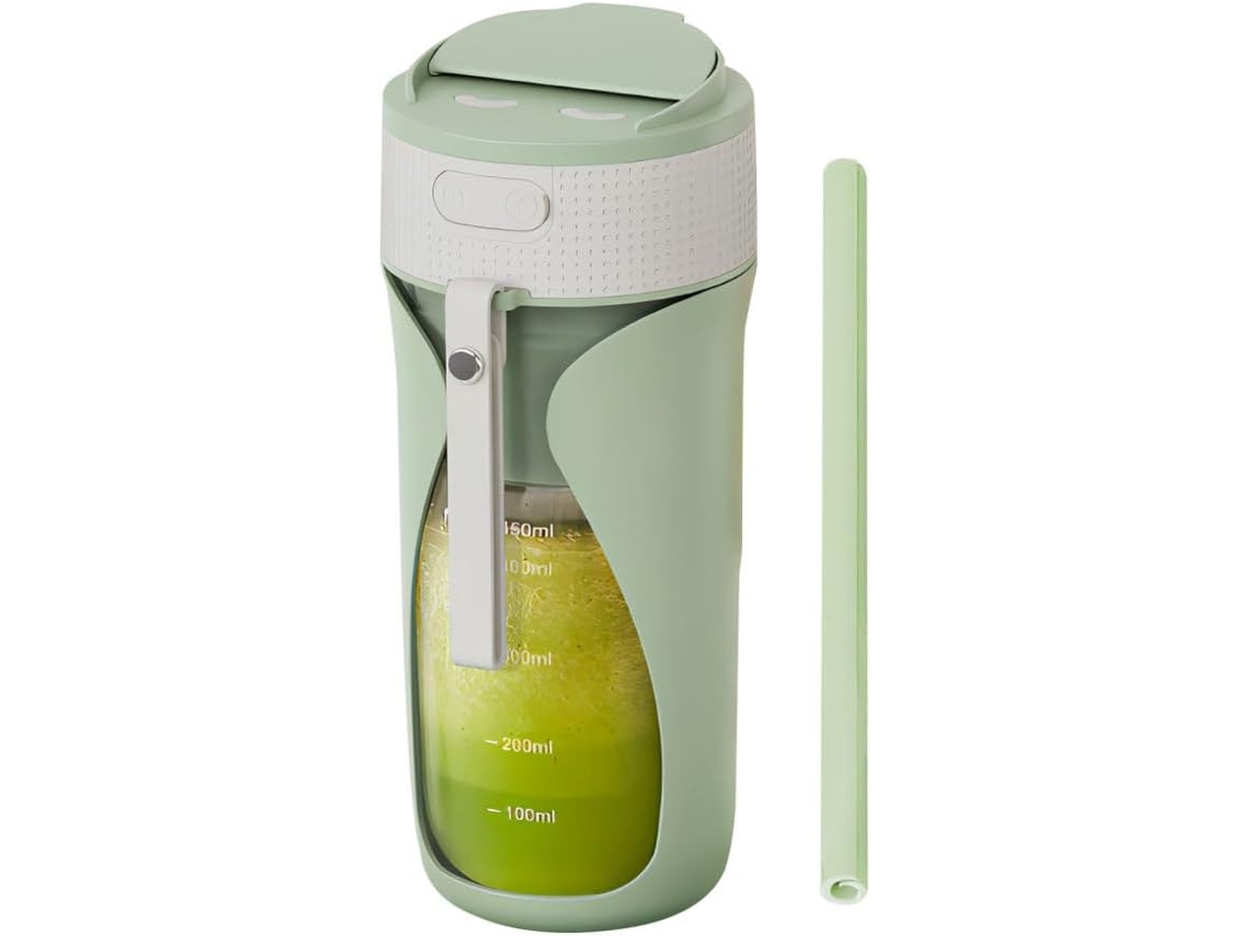 Licuadora portátil recargable Digitallab, 450 ml, con pajita y tapón (verde)