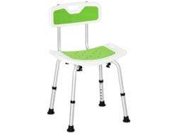 Silla de ducha de aluminio y EVA con 6 niveles de altura ajustables y respaldo curvado, 51,5 x 49,5 x 68,5 x 81 cm.