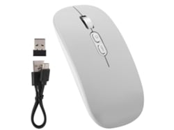 Rato Sem Fio Recarregável 2.4ghz Silencioso Ergonômico Óptico Para Home Office Prata