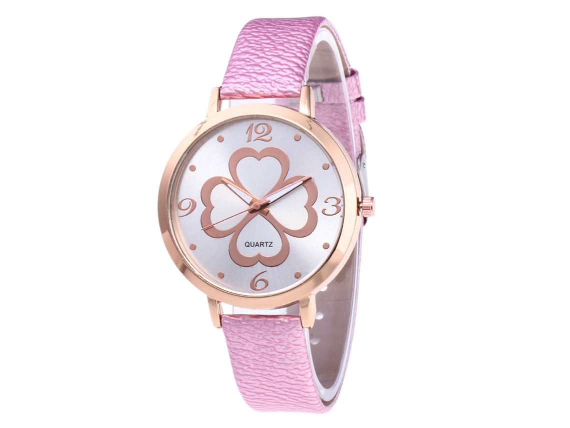 Reloj De Pulsera De Cuarzo Para Mujer Zhoulianfa Con Correa De Pu Con Estampado Floral Rosa.