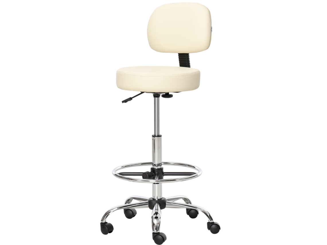VPMKP - Taburete de bar Homcom cuero sintético metal giratorio altura ajustable beige