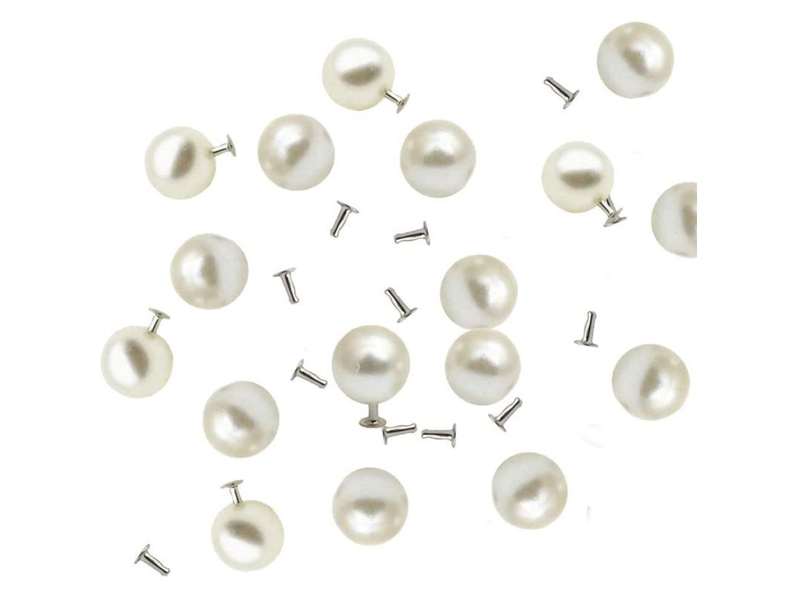100 Botones De Imitación De Perlas Con Medio Agujero Para Sombreros, Zapatos, Ropa, Bolsos, Vestidos Y Velos De Novia (8,0 Mm)