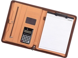 Carpeta De Conferencias Profesional De Cuero Con Calculadora De 12 Dígitos Y