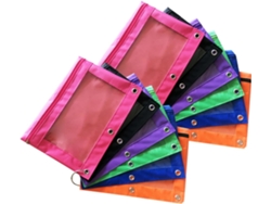 Nuobesty Juego De 12 Estuches Transparentes Oxford Para Lápices Con Compartimentos, Color Negro, Naranja Y Azul.