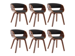 Juego de 6 sillas de comedor, madera curvada y tela gris, EXCLUSIVA MAISON