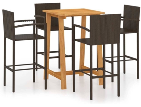 vidaXL Conjunto de bar para jardín 5 piezas marrón