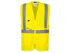 Chaleco ejecutivo de alta visibilidad Portwest con bolsillos para tableta / Amarillo / L