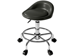 Taburete Giratorio Negro Con Respaldo 59-75 Cm, Rotación 360°, Multiusos Oficina Y Belleza