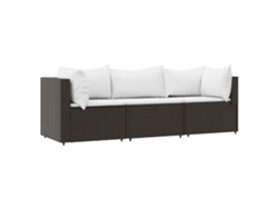 Maison Exclusive - Set Muebles De Jardín 3 Piezas Y Cojines Ratán Sintético Marrón