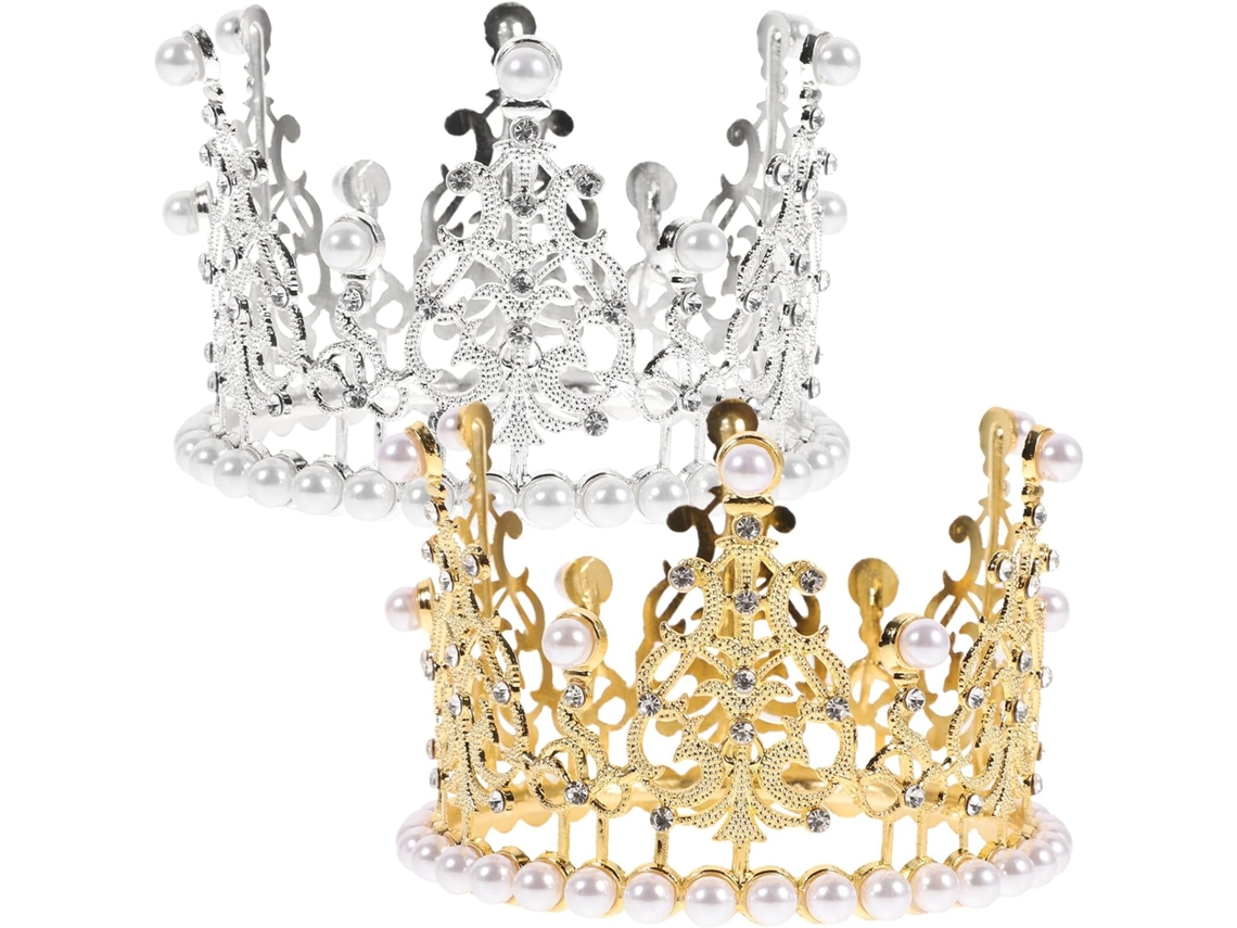 Lot De 2 Diadèmes En Alliage 12 Cm Cuelloronnes De Perles Doré Y Argenté Accesorios De Cheveux Pou...