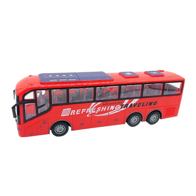 Autobús Teledirigido Rojo Con Luces, Coche De Radiocontrol De 27 Mhz, Regalo Para Niños.