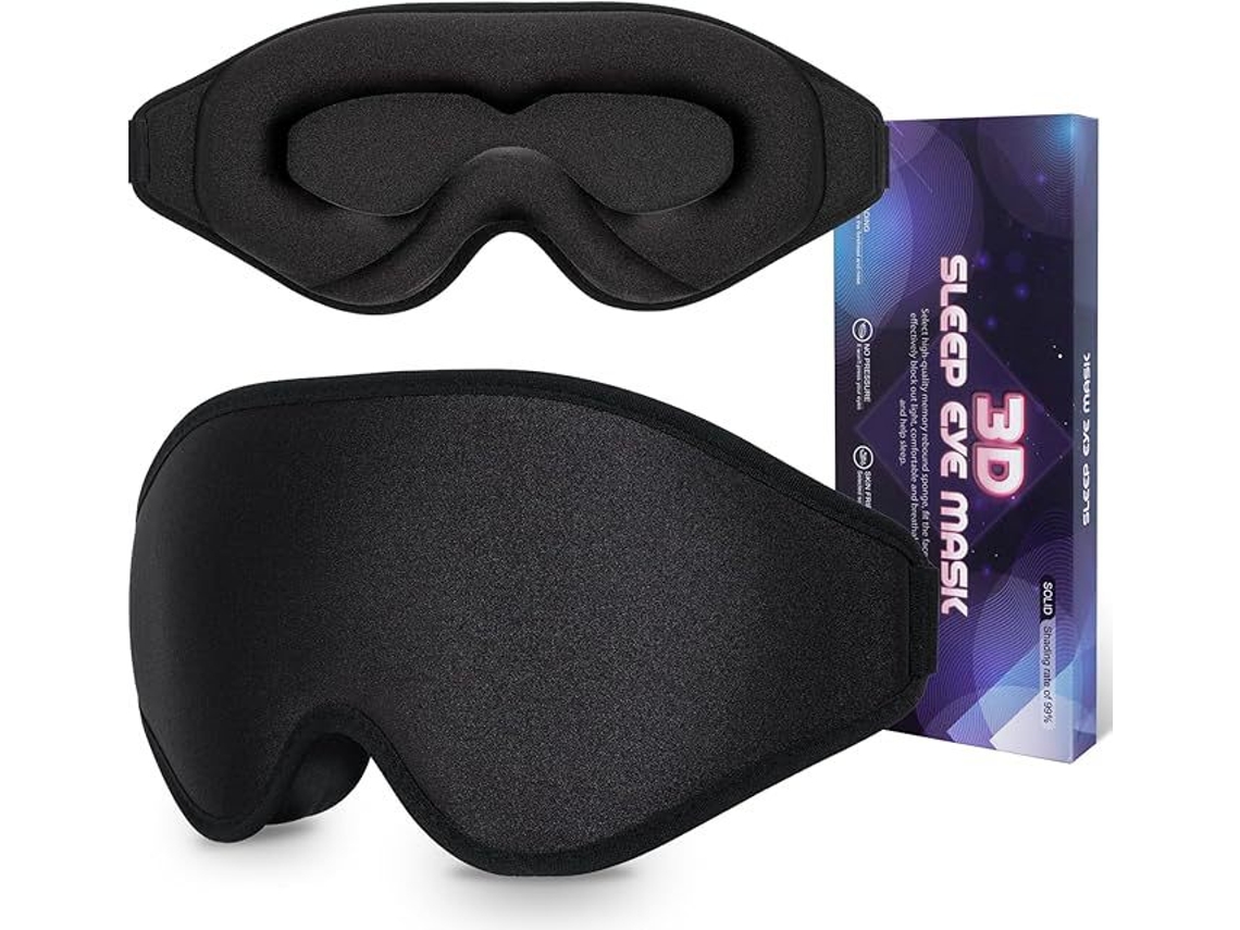 Antifaz Para Dormir 3d Con Corte Ergonómico, Bloqueo Total De La Luz, Ajustable Y Transpirable Digitallab Negro
