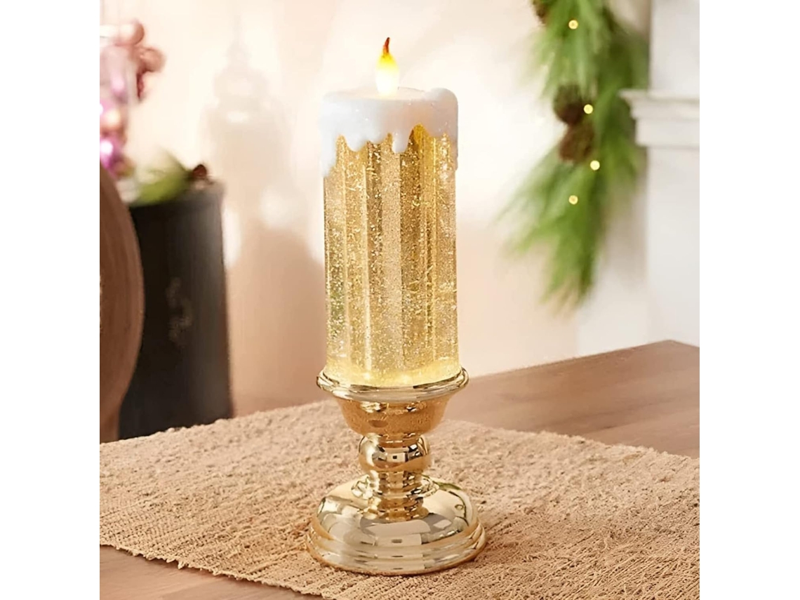 Velas Navideñas Led Giratorias E Intermitentes, Resistentes Al Agua, Recargables Mediante Usb, Sin Llama Y Con Base Dorada.