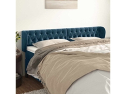 Cabecero de cama | Panel de cama con solapas de terciopelo 203x23x78/88cm Azul oscuro