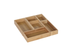 Relaxdays Set 5 Pz. Insertos Para Cajón, Organizador Universal Para Cubiertos, Maquillaje, Joyas, Bolígrafos, Bambú