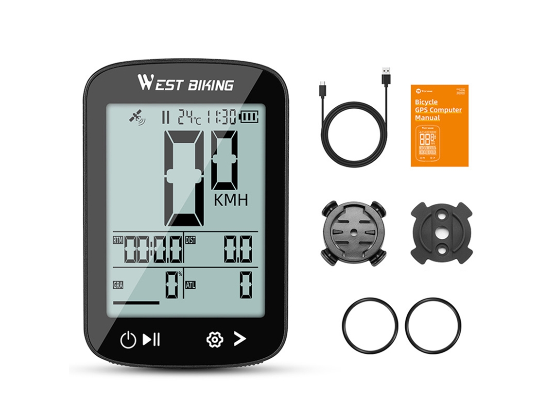 Ciclocomputador Inalámbrico Con Pantalla Lcd De 2,4 Pulgadas, Recargable, Resistente Al Agua, Gps Ipx7.