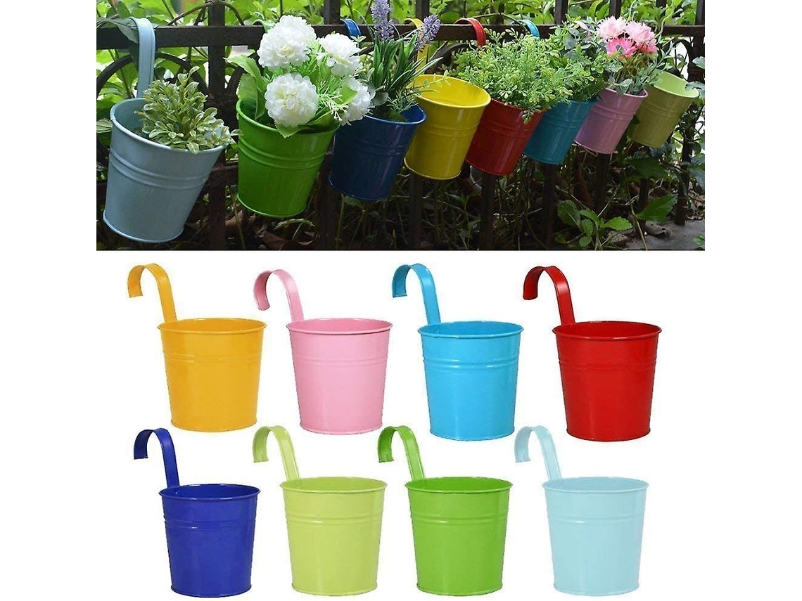 Soporte De Pared Colgante Para 8 Macetas De Hierro/metal Jardin Balcon Decoracion Desmontable Regalo