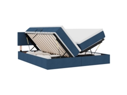 Maison Exclusive - Cama De Almacenamiento Led Con Colchón Azul 180 X 200 Cm Tela