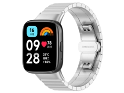 Bracelete Para Redmi Watch 3 Active / Lite - Aço Inoxidável - Uma Conta De Bambu (20mm) Prata