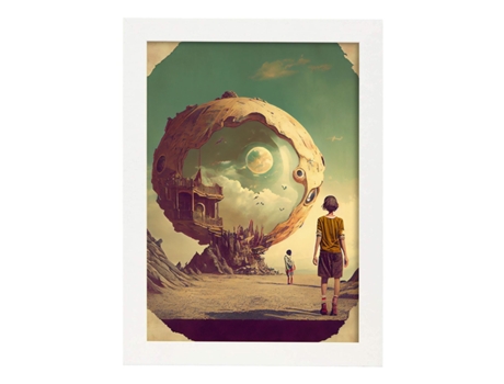 NACNIC Poster Espejismo En Estilo Surrealismo Cinematográfico Ilustraciones Y Grabados De Historieta Abstracta Y Artística A4 Marcos Madera