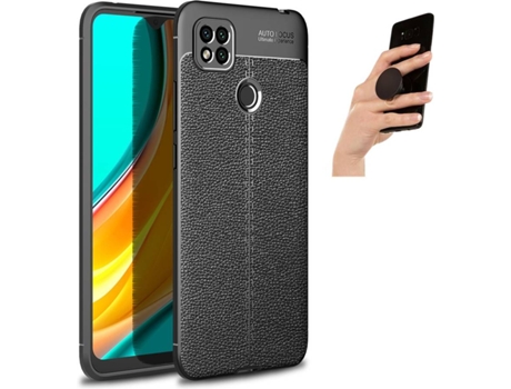 Carcasa y Popsocket Xiaomi Redmi 9C Rugged Leather Negro