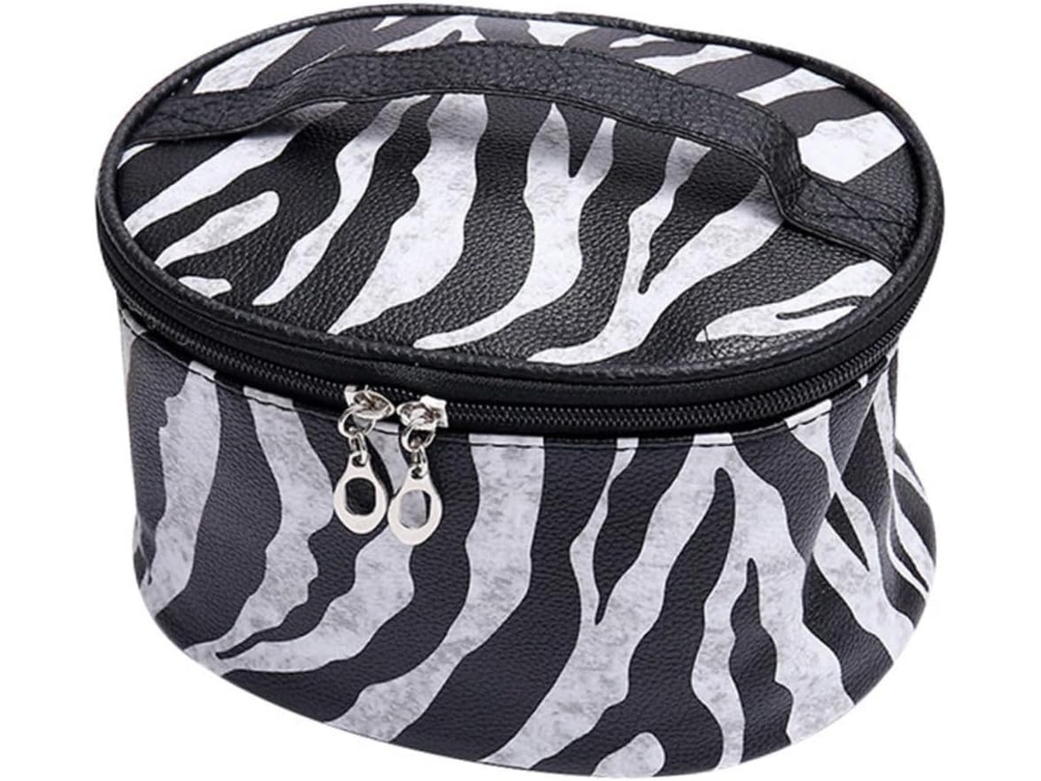 Neceser Portátil De Pu Con Estampado De Cebra, Práctico Neceser De Viaje Y Organizador Para Hombre.