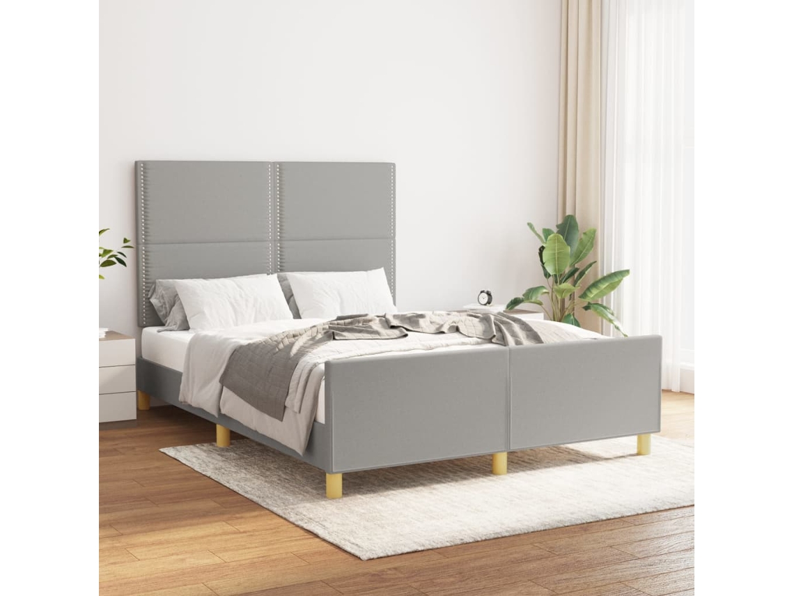 Cama Sin Colchón Tela Gris Claro 140x200 Cm