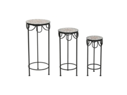 Set 3 Mesita Auxiliar Forja Mosaico 30x30x69cm