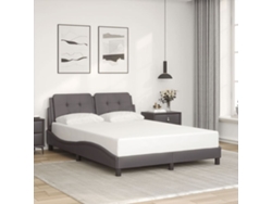Estructura De Cama Sin Colchón Cuero Sintético Gris 140x200 Cm