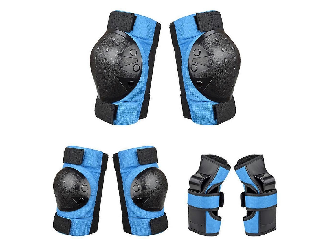 Conjunto de rodilleras, coderas y guantes suaves y flexibles para niños para patinaje, talla G (talla infantil) azul Chennnls (azul)