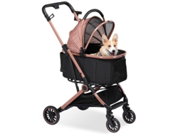 Cochecito de bebé plegable Gtplayer hasta 25 kg, rueda delantera de EVA giratoria 360° y frenos en las ruedas traseras, color oro rosa