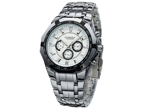 Relojes para Hombres, Reloj con Correa de Acero Inoxidable para Hombres Relojes de Pulsera de Cuarzo Impermeables para Hombres-Blanco LUUCOZK