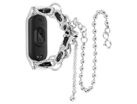 Correa de acero inoxidable dos filas para Xiaomi Mi Band 3/4 - plata/negro