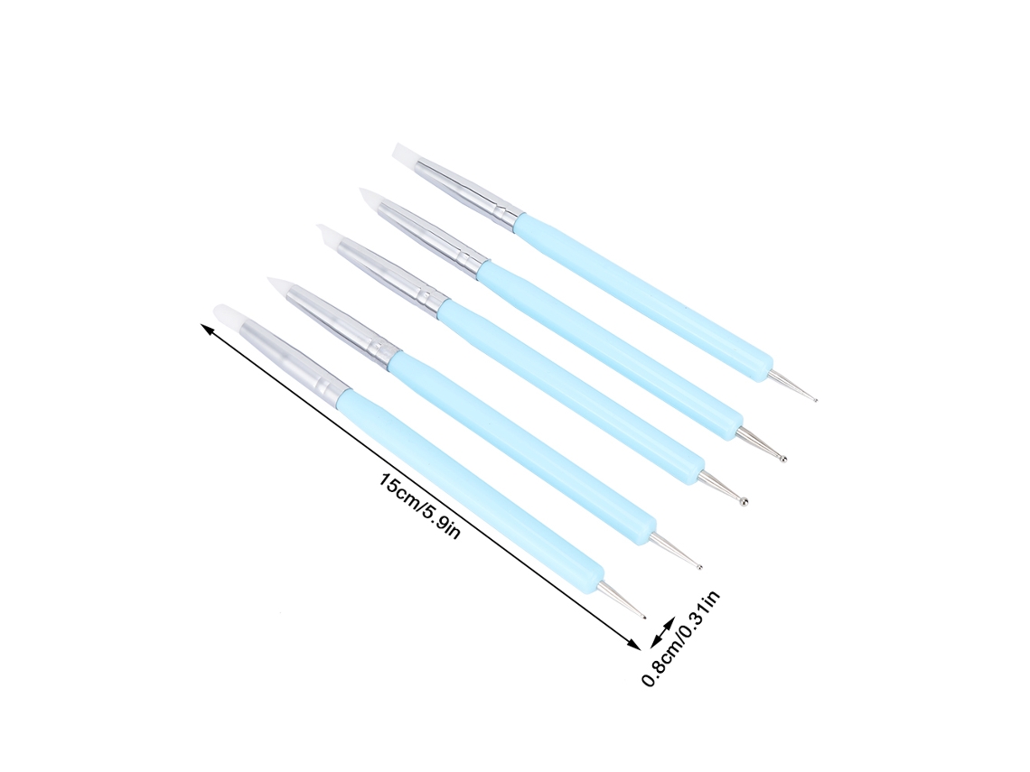 Conjunto de 5 Ferramentas de Modelagem em Argila com Cabeça de Silicone para Escultura e Decoração