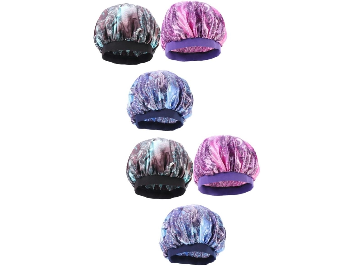 Touca De Cabelo Elástica De Aba Larga, 6 Peças, Macia E Confortável, Marrom E Vermelha.