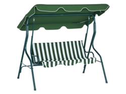 Cadeira Balanço Exterior Cobertura Ajustável Aço Impermeável 170x110x153 Verde