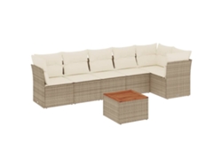 Maison Exclusive - Conjunto de sofá de jardín de 7 piezas con cojines de mimbre, color beige