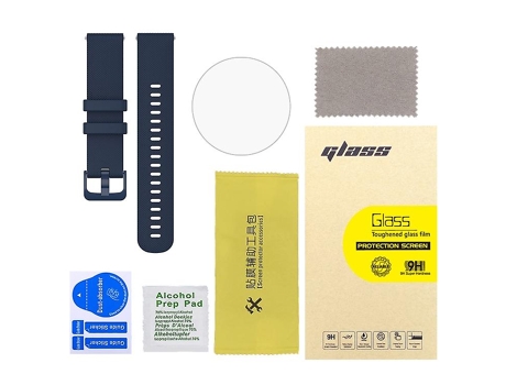 Correa Smartwatch Para Garmin Vivoactive 4S 2Pcs Con 2Pcs Película De Vidrio Templado Azul Marino VENISYMLIS