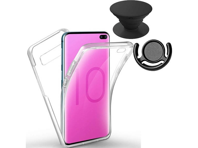 Kit Funda, PopSocket y Soporte PopSocket Samsung Galaxy A40 360º Transparente