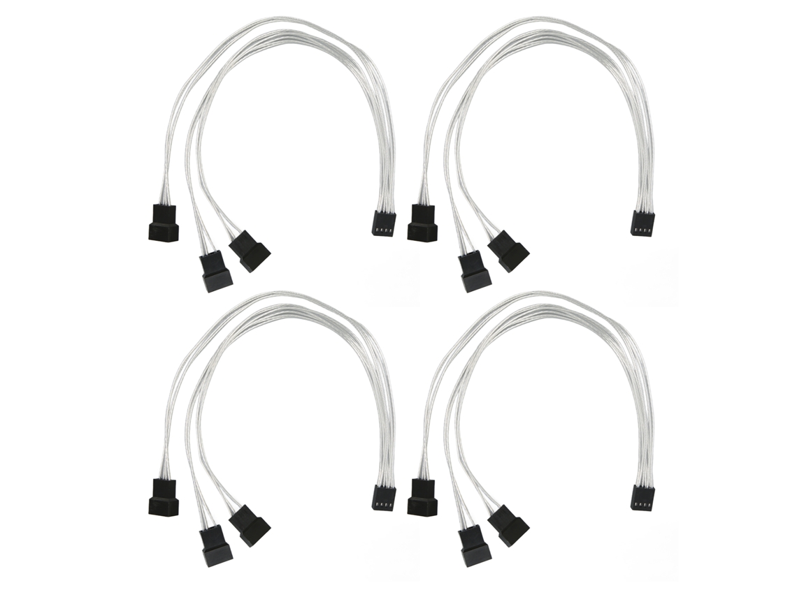 Cables de extensión para ventiladores PWM de 4 pines (paquete de 4), cable de cobre plateado, para ventiladores de refrigeración de PC Kofihety