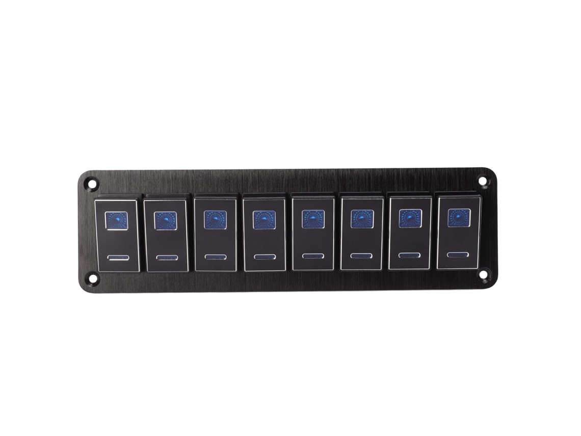 Panel De Interruptores Basculantes De Aluminio De 8 Botones Para Coche, Autocaravana Y Yate, 12 V Cc, 24 A, Oxidado.