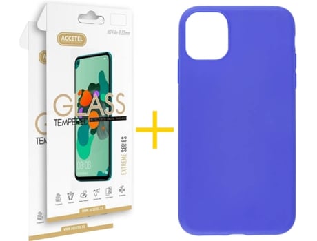 Carcasa + 2 Protectores de Pantalla para iPhone 11 Pro Max ACCETEL Azul